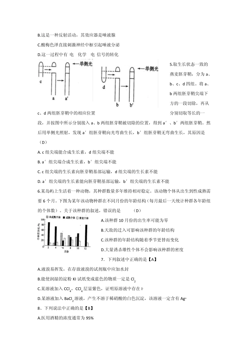 2012年江西高考理综试题及答案_第2页