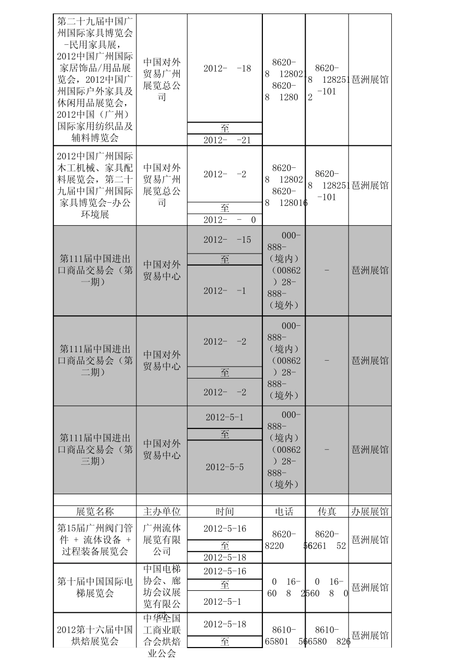 2012年琶洲展馆全年展会排期_第3页