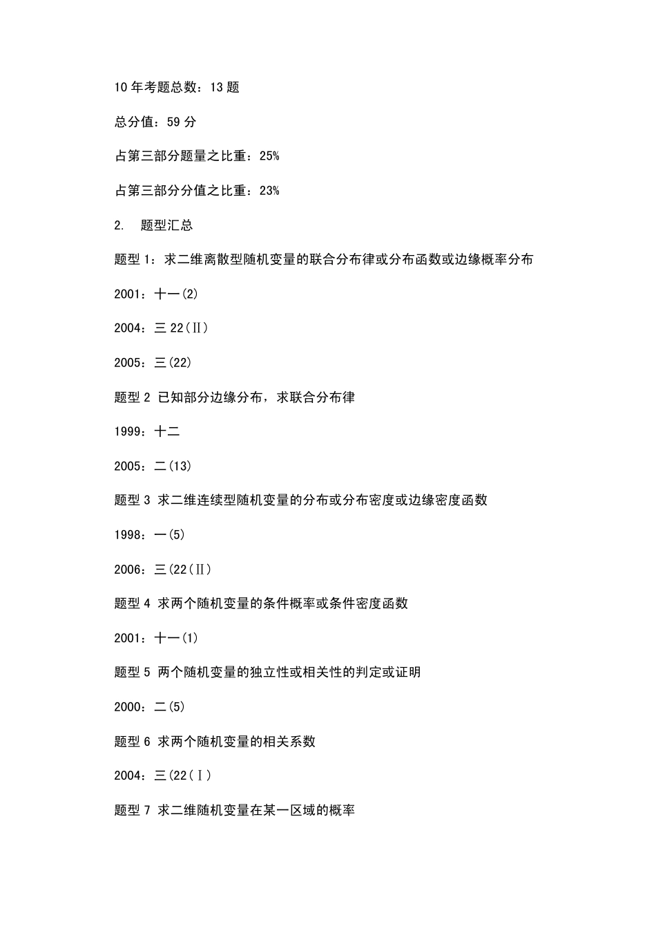 2012年考研数学满分必看：概率近十年真题考点归类汇总_第3页