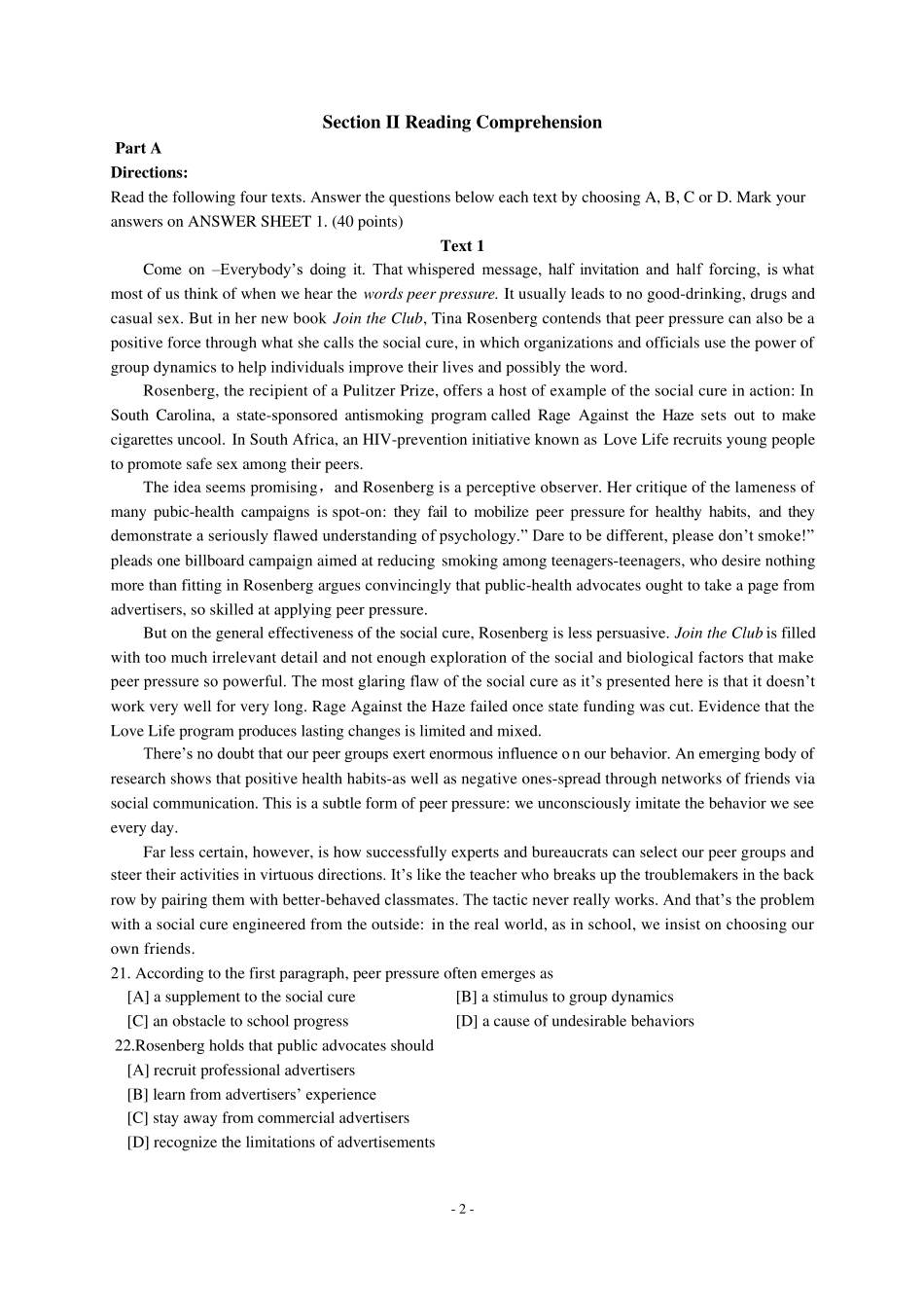 2012年考研英语一真题及答案_完美打印版_第2页