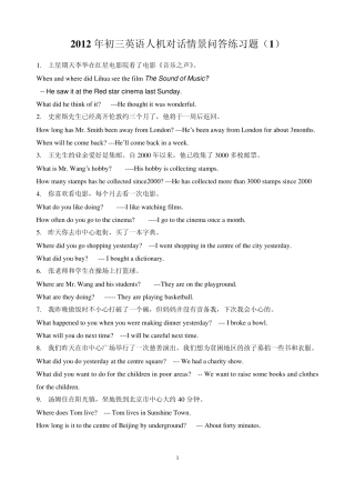 2012年英语人机对话情景问答练习题ss