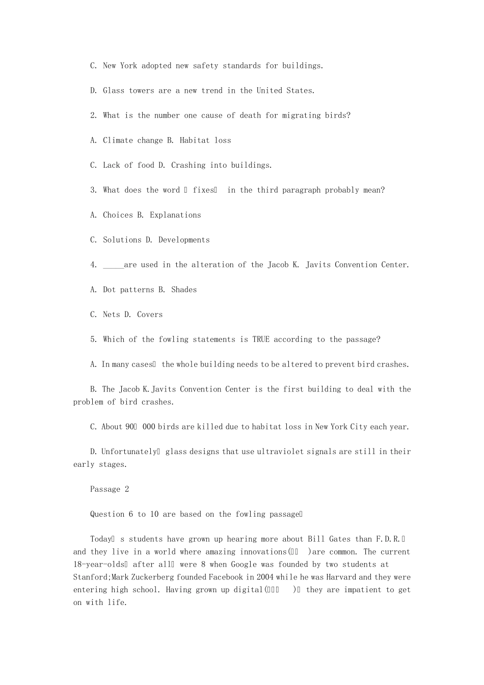 2012年陕西省成人本科学位英语考试真题模拟2_第2页