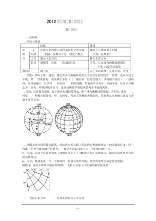 2012年高三地理复习资料：地球地图专题