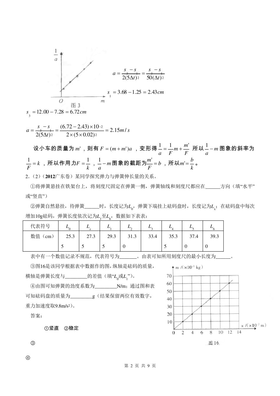 2012年高考物理试题分类汇编：12力学实验_第2页