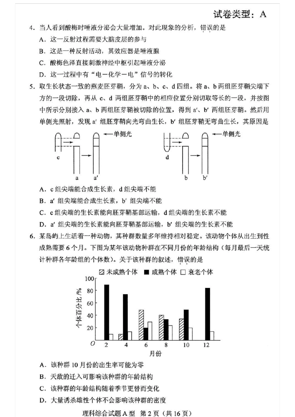 2012年高考理综全国卷一含答案_第2页