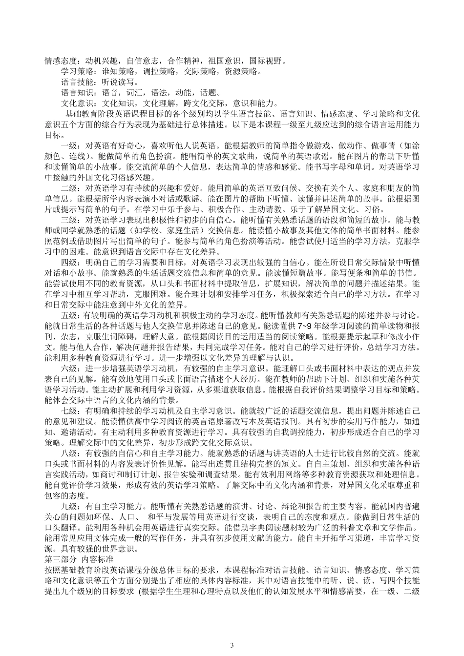 2012最新小学英语新课程标准_第3页