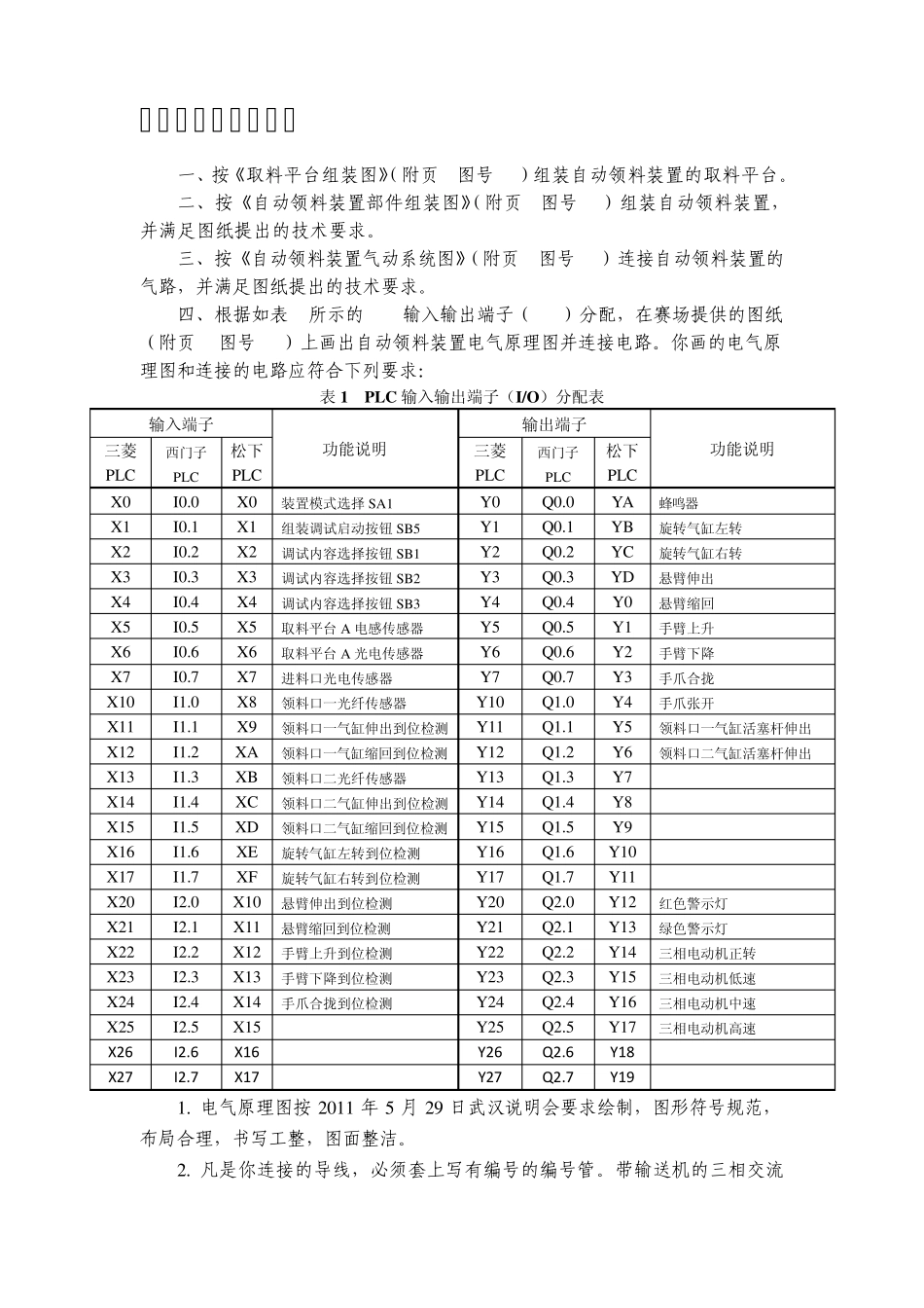 2012机电一体化设备安装与调试国赛任务书任务书_第2页