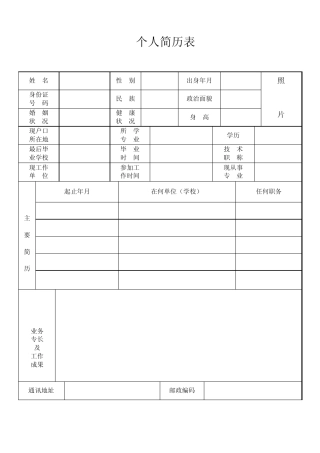 2012标准个人简历模板