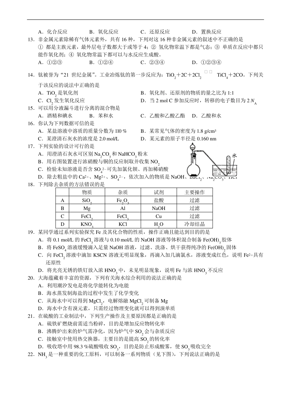 2012江苏化学竞赛试题_第2页