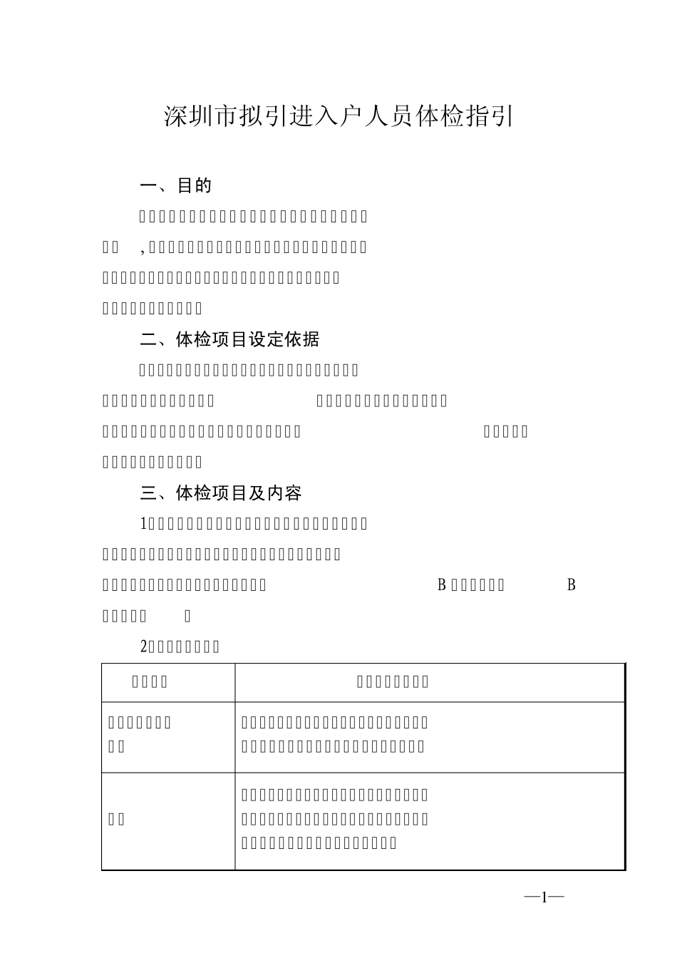 2012深圳入户体检指引—含体检表以及指定医院_第1页