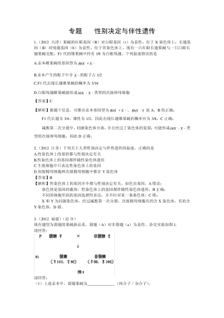 2012生物高考真题汇编5(性别决定与伴性遗传,生物的变异,人类的遗传病与优生,遗传育种与生物进化)