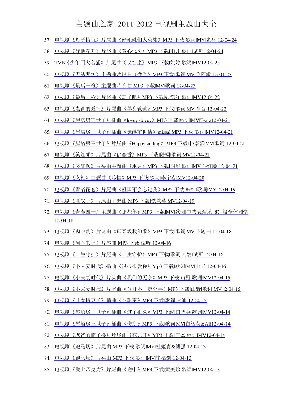 2012电视剧主题曲大全_第3页