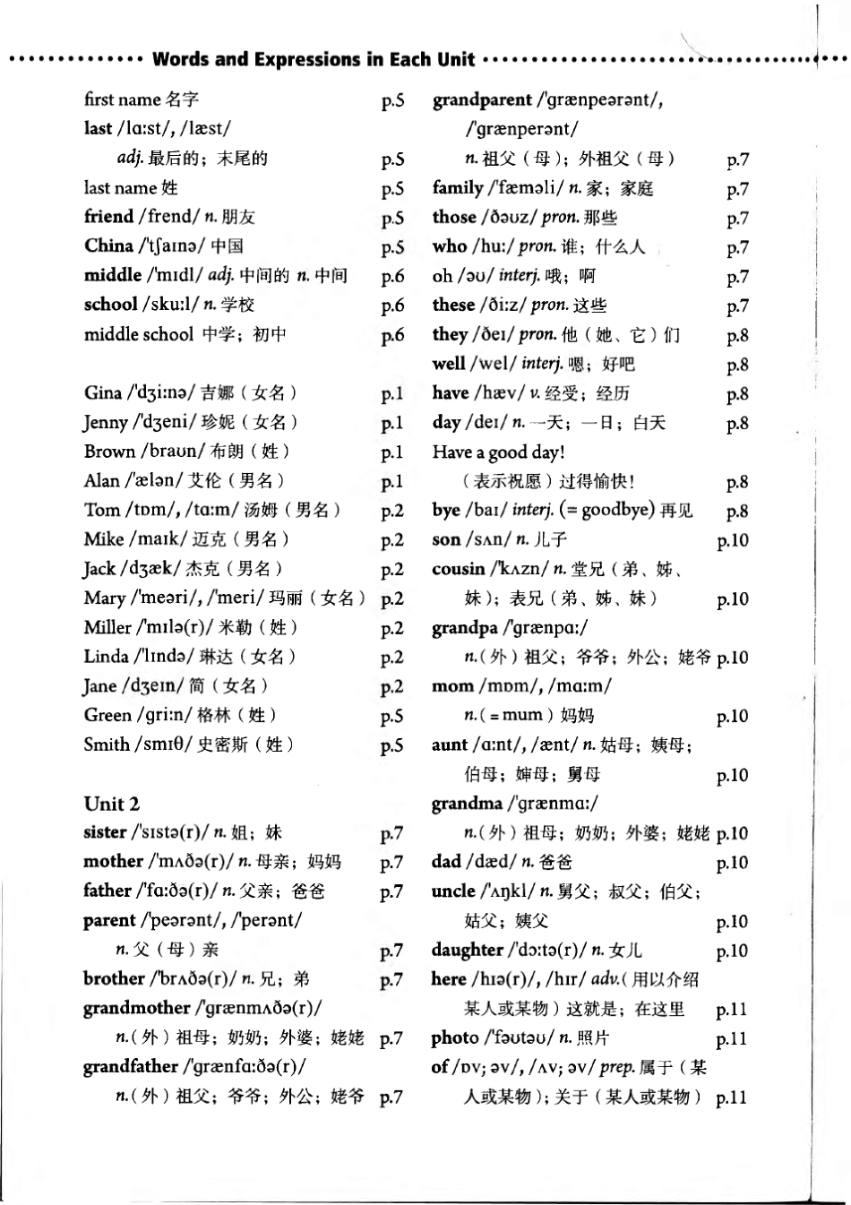 2012秋人教版新版初中英语教材新目标七年级上册单词表_第3页