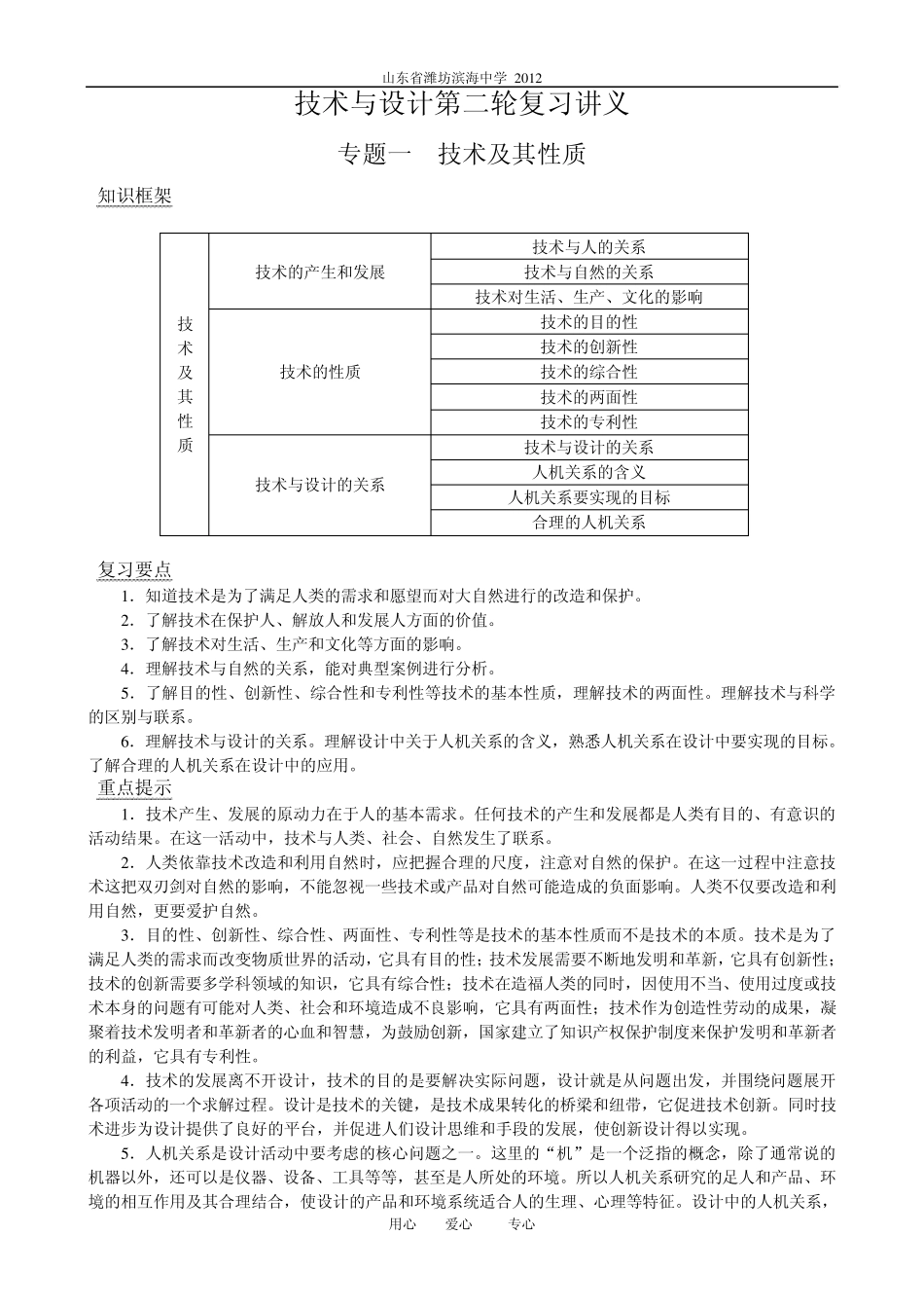 2012通用技术高考复习专题一_技术及其性质_第1页