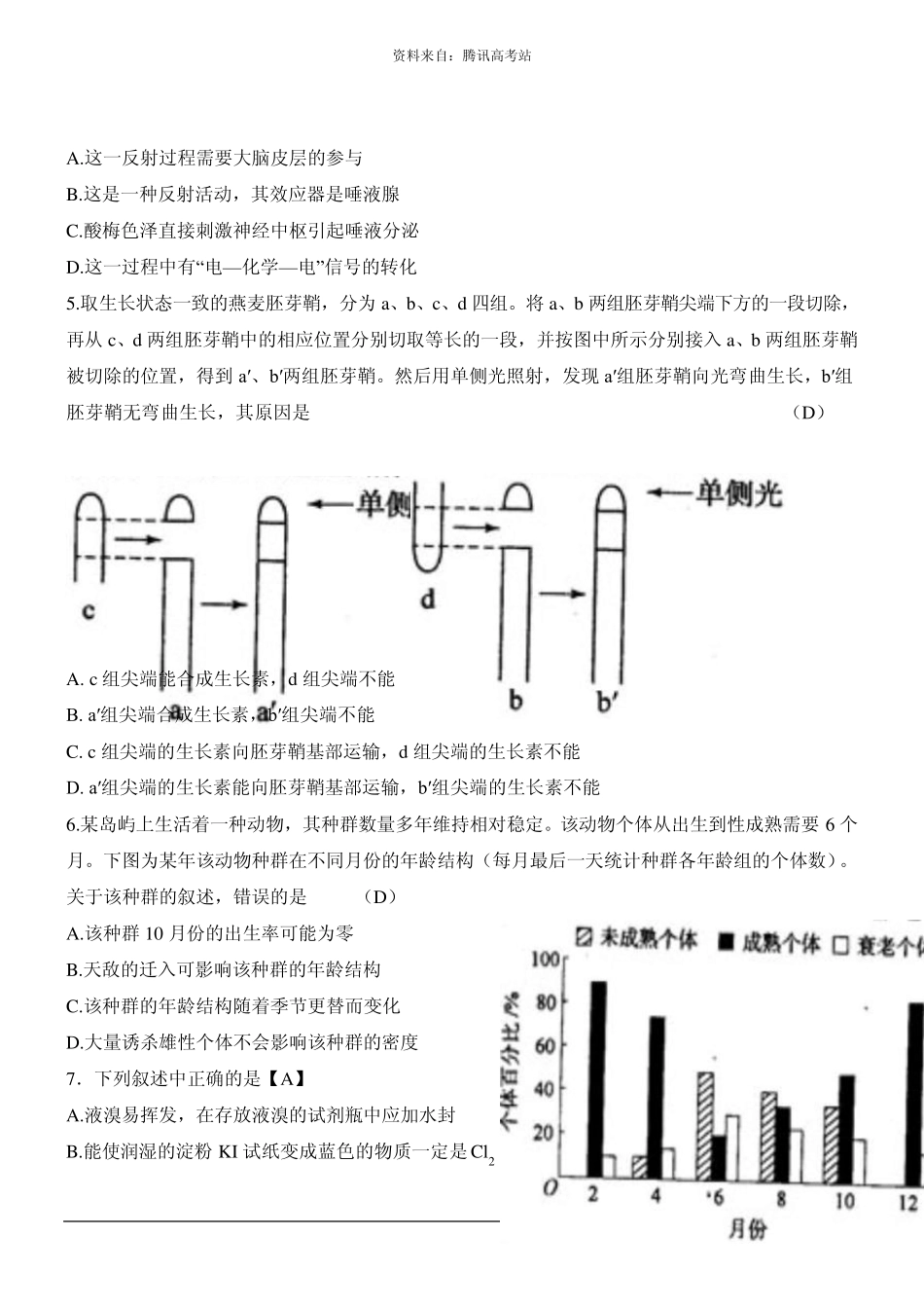 2012高考新课标全国卷理综试题及答案_第2页