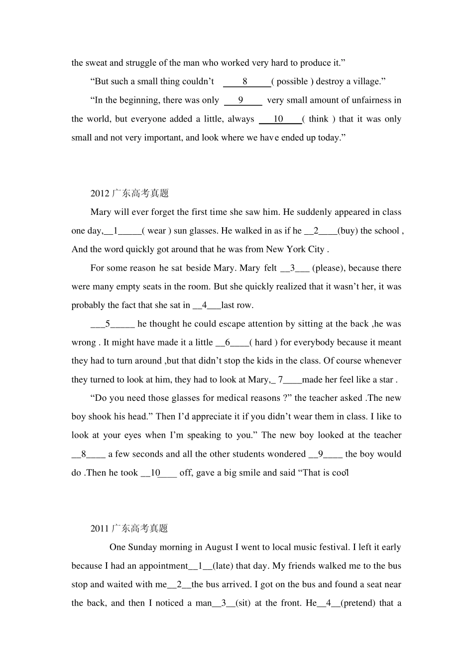 20132007广东高考英语语法填空历年真题_第2页