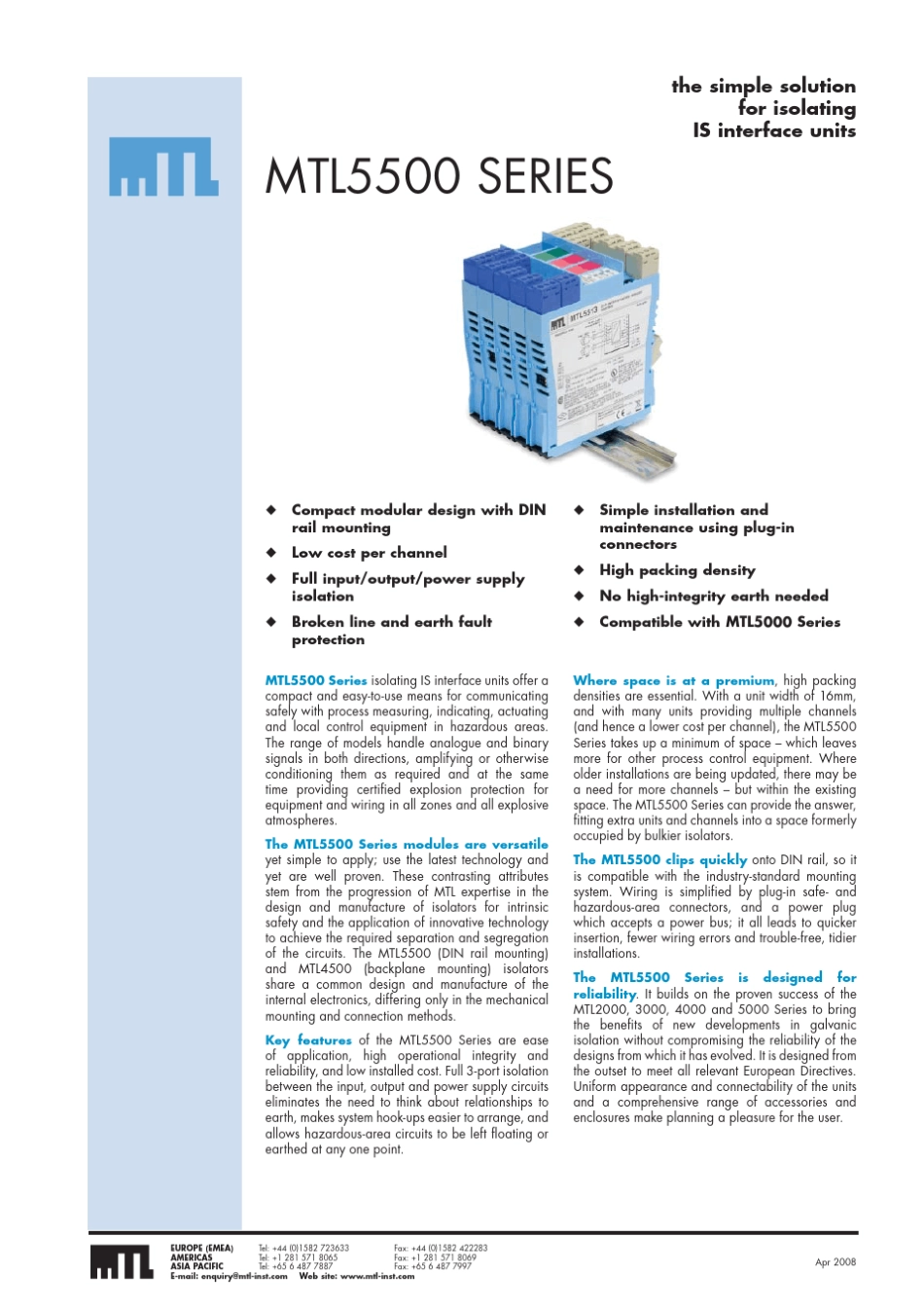 MTL5500系列安全栅说明书_第1页