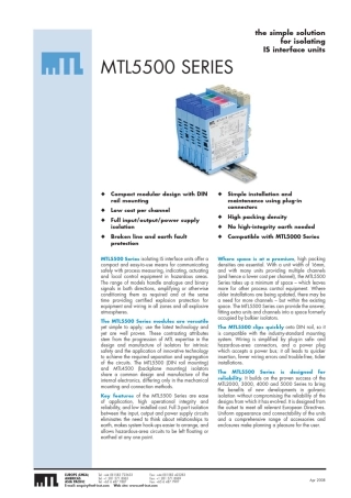 MTL5500系列安全栅说明书