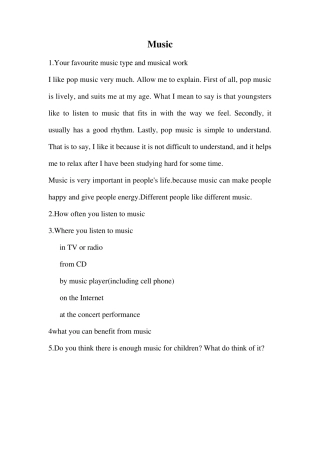 Music英语口语考试话题