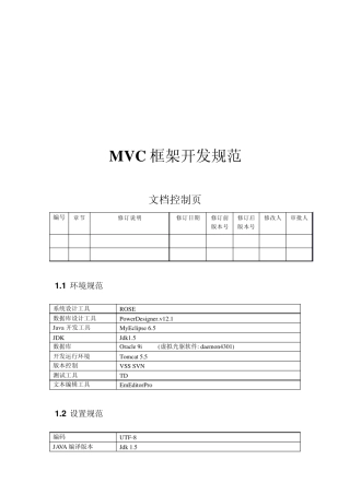 MVC框架规范