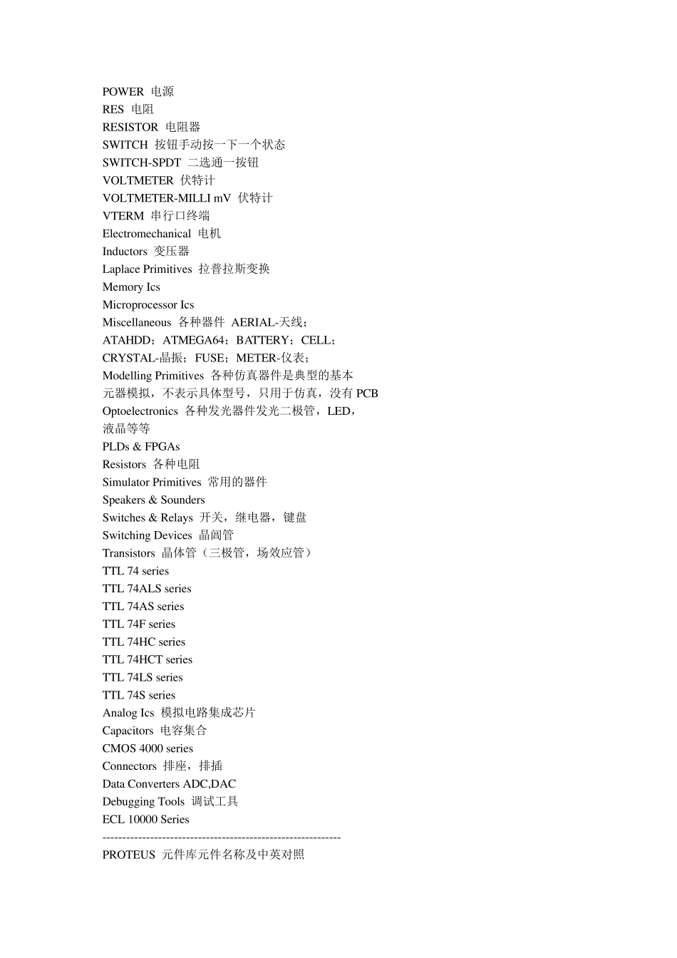PROTUES元器件查找对应表_第2页