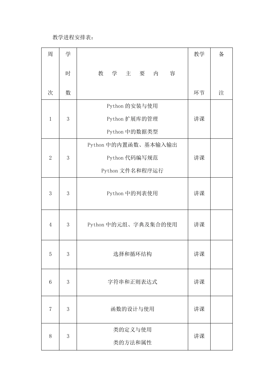 Python程序设计_教学大纲_段震_第3页