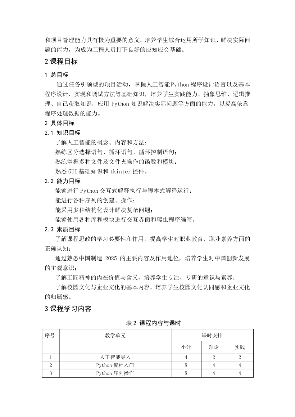 Python编程基础与应用课程标准_第2页