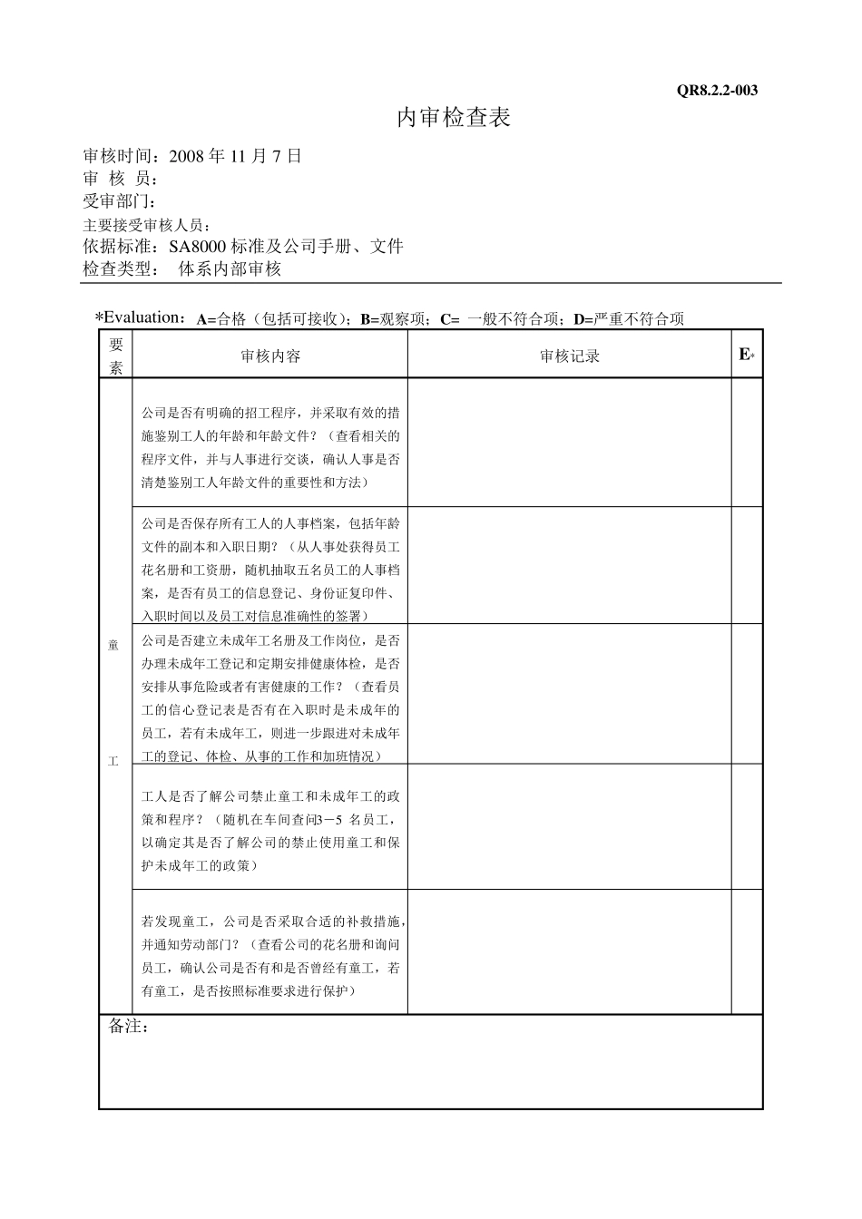 SA8000内审检查表_第2页