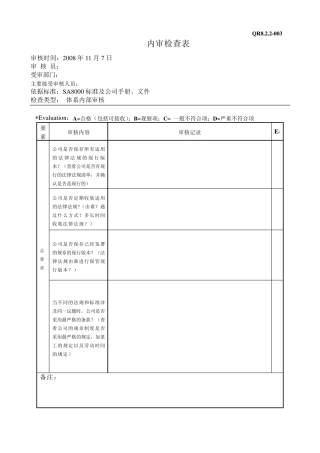 SA8000内审检查表