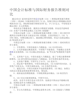 中国会计标准与国际财务报告准则对比
