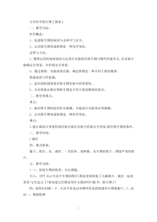 最新小学科学铁生锈了教案