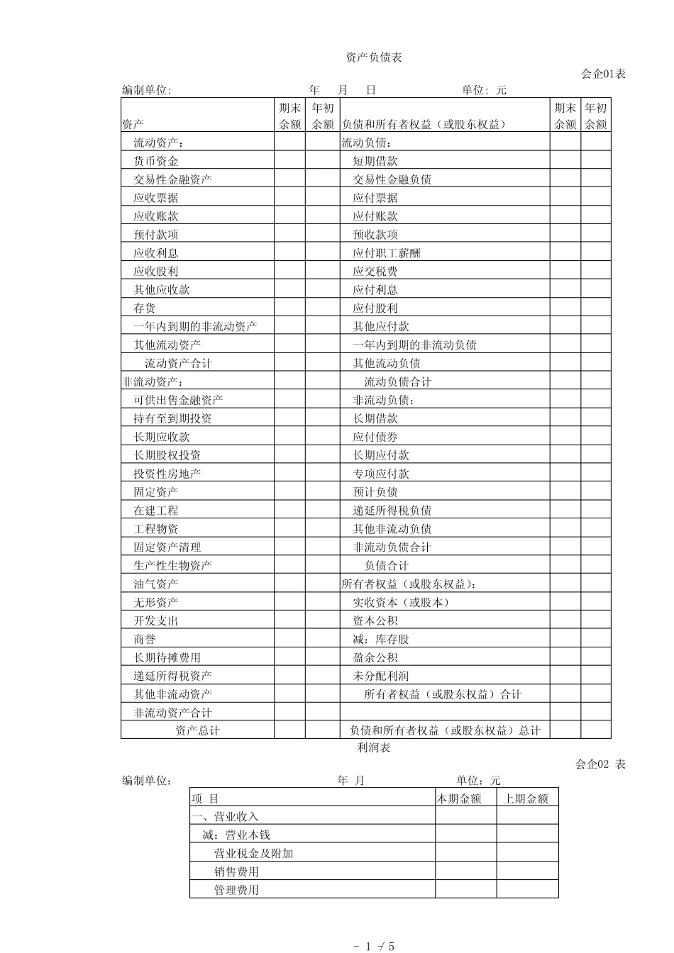 新会计准则与企业会计科目对照表_第1页