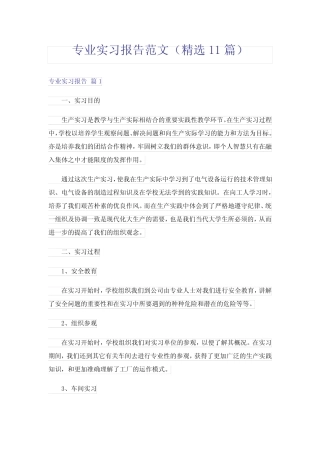 专业实习报告范文(精选11则)