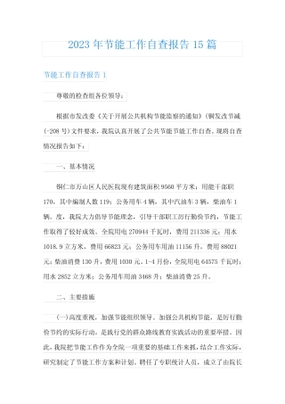 2023年节能工作自查报告15则