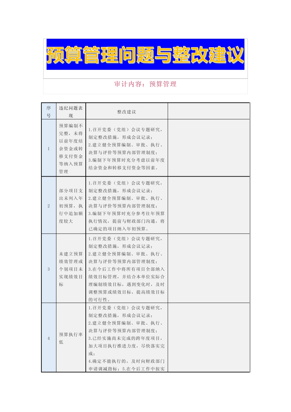 预算管理问题与整改建议_第1页