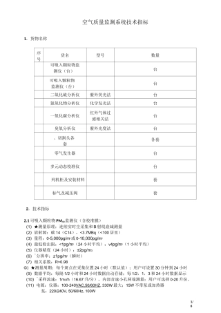 空气质量监测系统技术指标