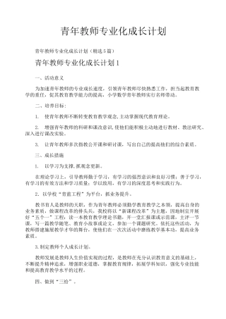 青年教师专业化成长计划