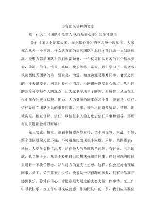 形容团队精神的文章