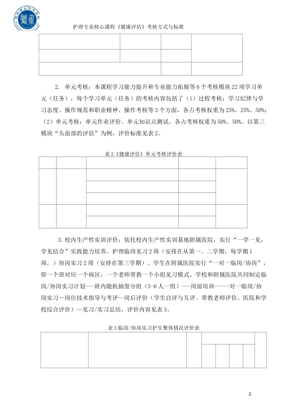 《健康评估》考核方式与标准_第2页