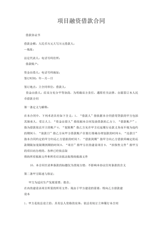 项目融资借款合同