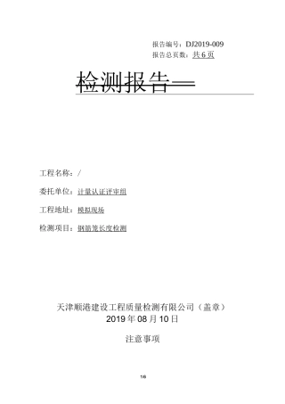 钢筋笼长度检测报告