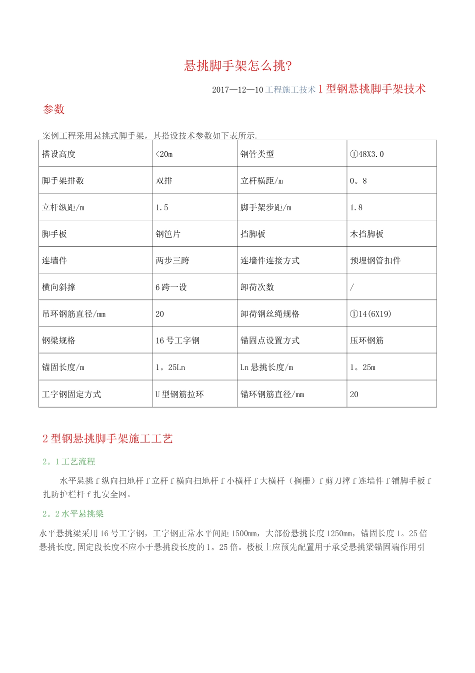 悬挑脚手架悬挑方式及要求_第1页