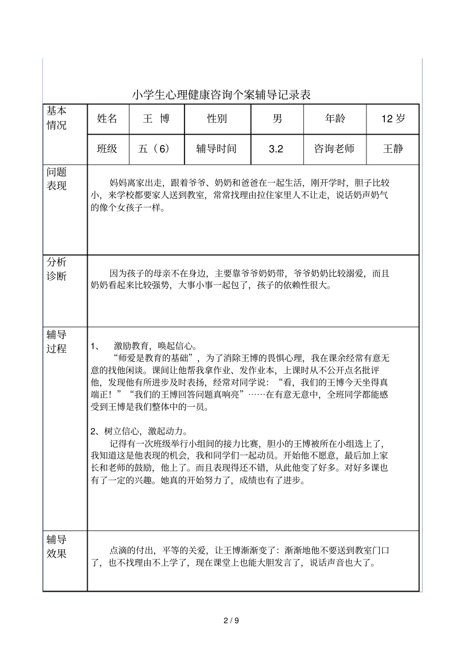 心理辅导工作记录_第2页
