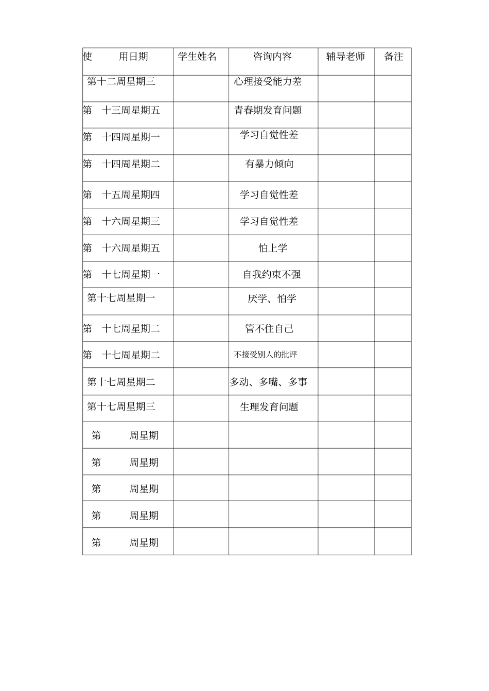 心理辅导室使用记录表_第3页