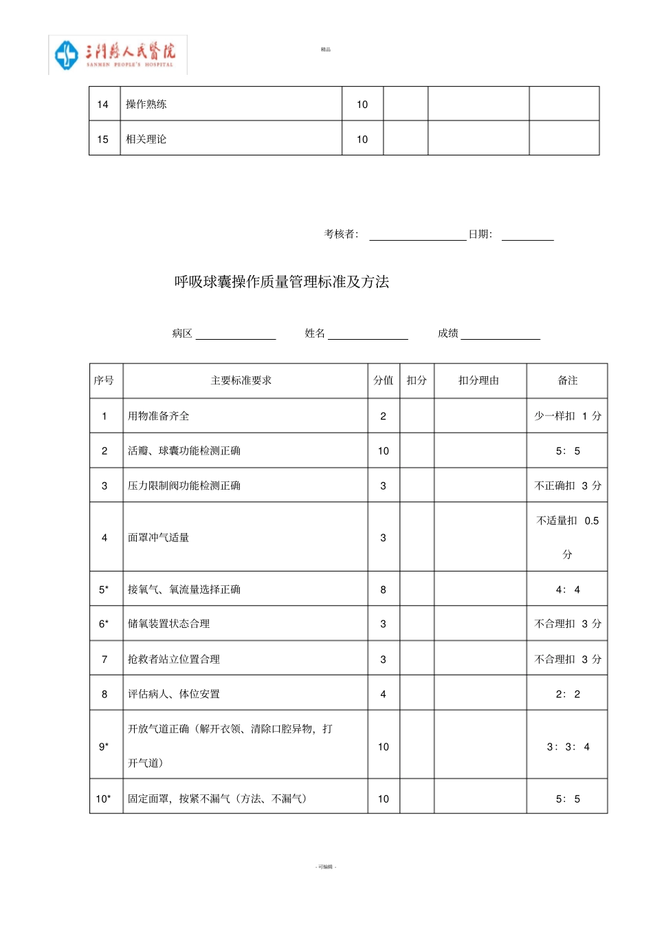 心肺复苏评分标准_第3页
