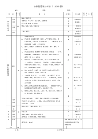 心肺复苏评分标准新版