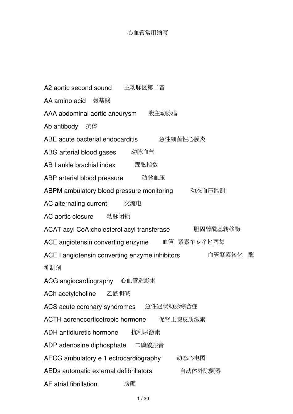 心血管常用英文缩写_第1页