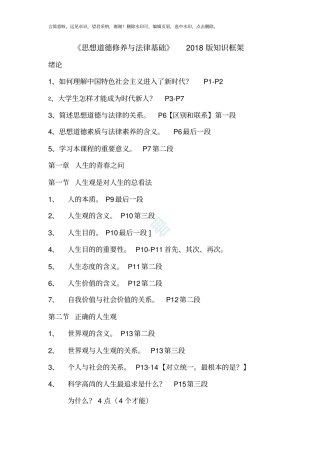 思想道德修养与法律基础【2019版复习提纲】