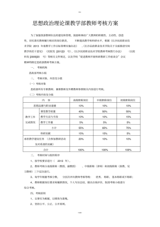 思政部教师考核方案及细则