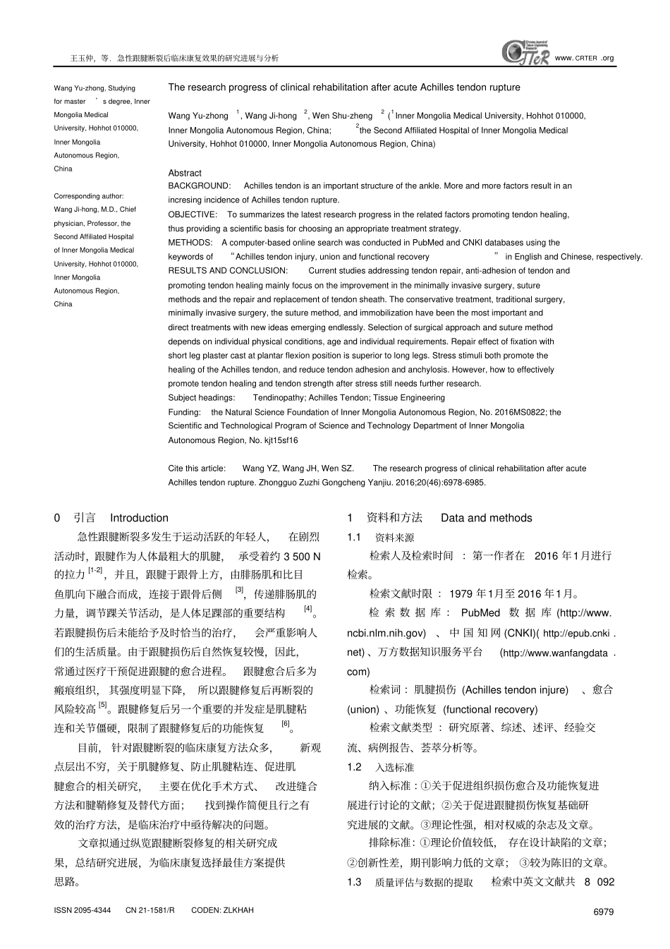 急性跟腱断裂后临床康复效果的研究进展与分析汇总_第2页